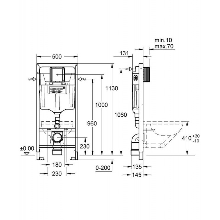 Potinkinis tualeta rāmis GROHE Rapid SL 5 in 1 + piekārtais tualets ar vāku Laufen Pro New