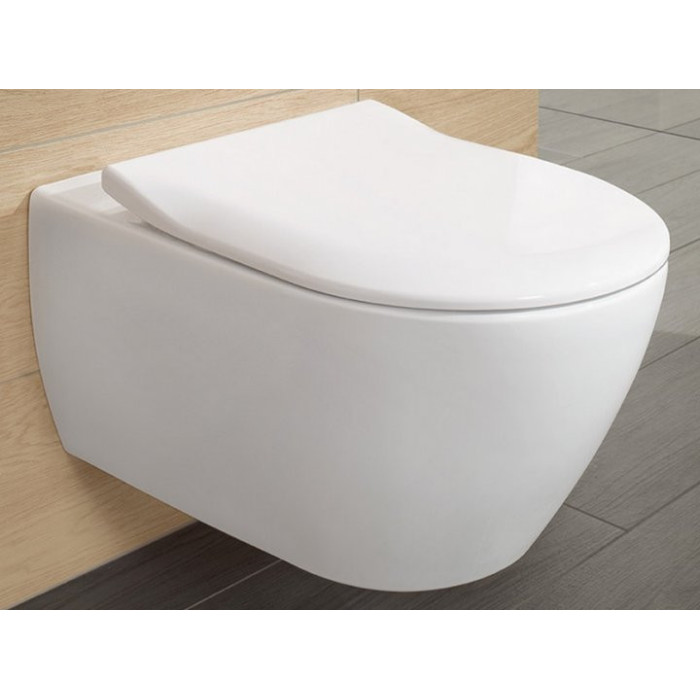 Pakabināms tualets VILLEROY & BOCH Subway 2.0 Direct Flush WC ar SlimSeat vāku no Star White Ceramic Plus pārklājuma, White Alps