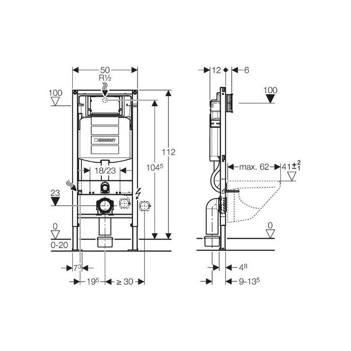 Geberit Duofix Sigma Concealed WC Frame Set (3 in 1)
