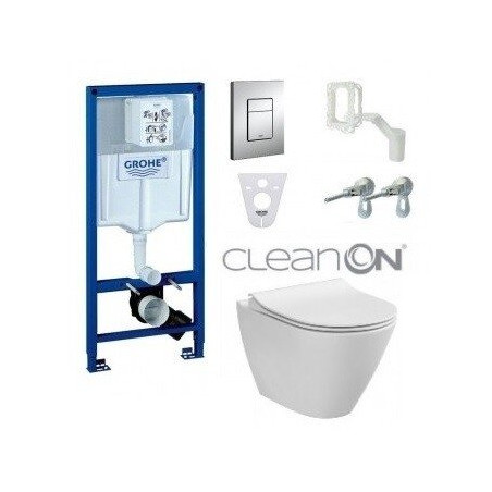 GROHE Rapid SL 5 in 1 concealed toilet frame + CERSANIT City Oval wall-hung toilet