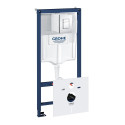 GROHE Rapid SL 5 in 1 concealed toilet frame + CERSANIT City Oval wall-hung toilet