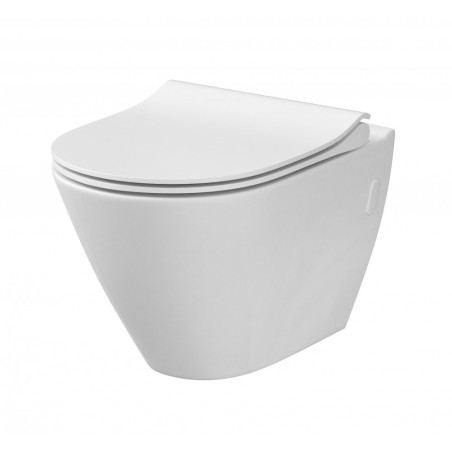 Pakabināms WC pods CERSANIT City Oval ar Rimless tehnoloģiju un plānu lēni aizveramu vāku