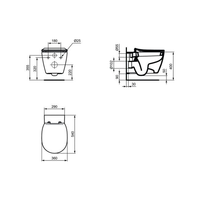 Hanging toilet with slow close lid IDEAL STANDARD Connect