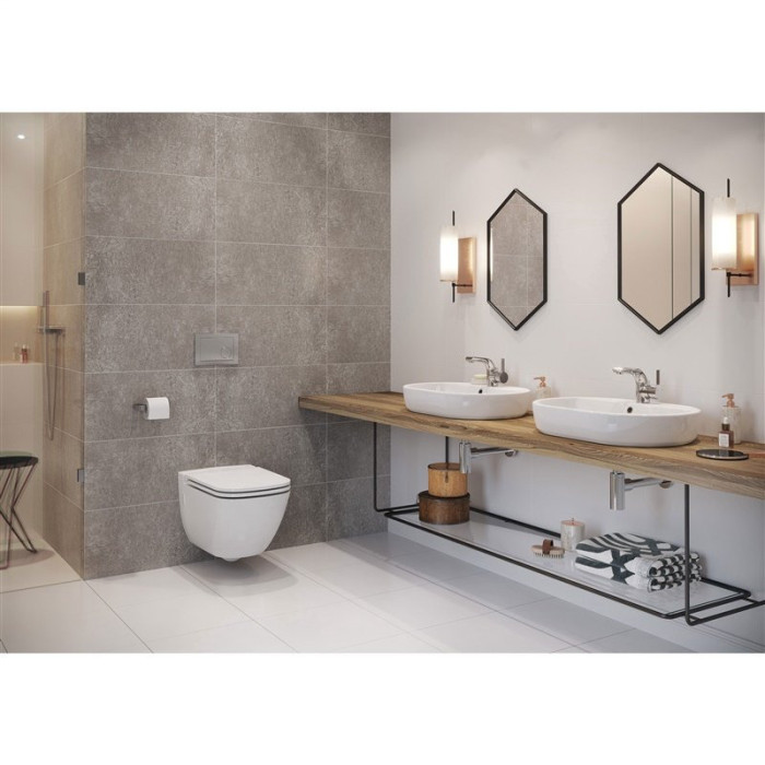 Pakabināms WC pods CERSANIT Caspia ar CleanOn tehnoloģiju un plānu lēni veramu vāku