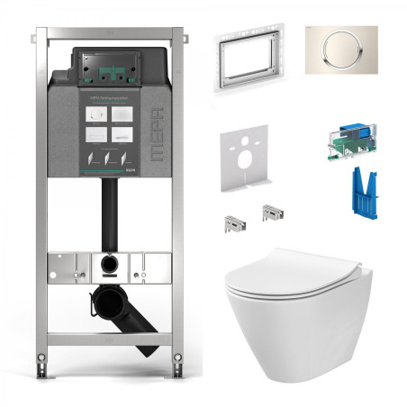 Built-in toilet frame MEPA VeraVIT 7 in 1, Pergamon + wall-mounted toilet CERSANIT City Oval