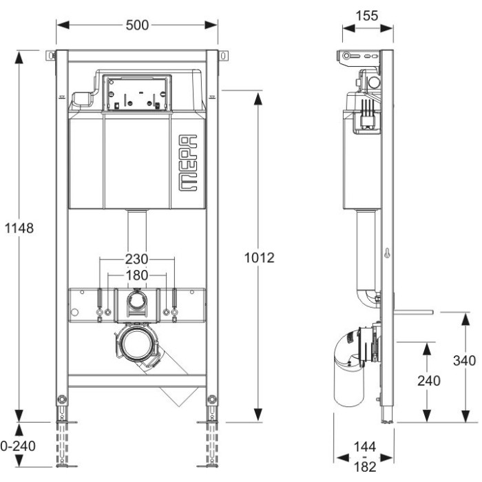Potinkinis tualeta rāmja MEPA 4 in 1, matēts + piekārts tualets LAUFEN Pro Rimless