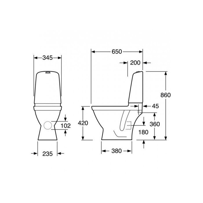 Uzstādāms tualetes pods GUSTAVSBERG Nautic 1510 C+ Hygienic Flush ar mīksto aizvēršanas vāku