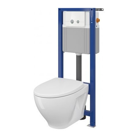 Built-in toilet frame CERSANIT MODUO + wall-mounted toilet Moduo Clean On with a duroplast seat.