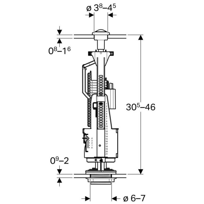 Double water flush mechanism for Geberit Impuls Basic toilet 240 136.919.21.2