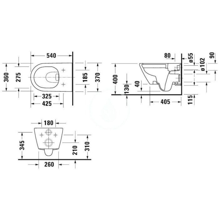 Pakabināms tualetes pods DURAVIT D-Neo Rimless ar Soft close vāku