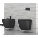 Hanging toilet KARAG Rimless with a thin slow-close lid, black-matt