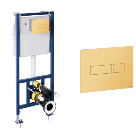 Potinkamais WC rāmis SANIT ar zelta spalvas pogu, blīvējumu un stiprinājumiem (4 in 1), 90502GLS017