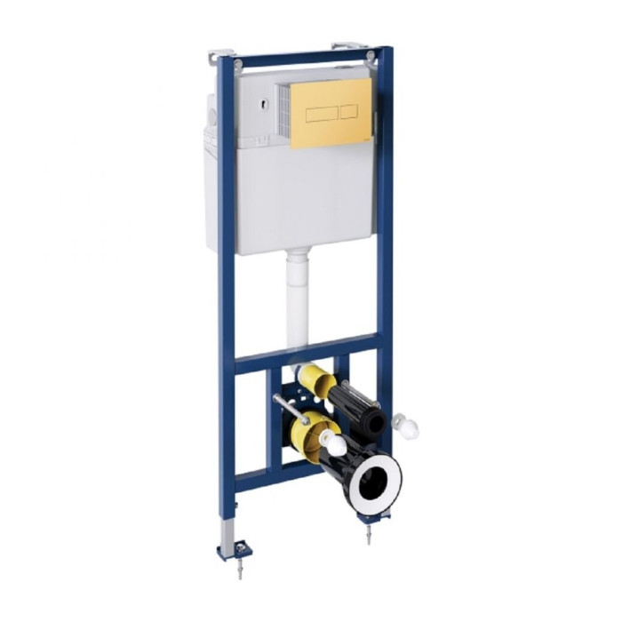 Potinkamais WC rāmis SANIT ar zelta spalvas pogu, blīvējumu un stiprinājumiem (4 in 1), 90502GLS017