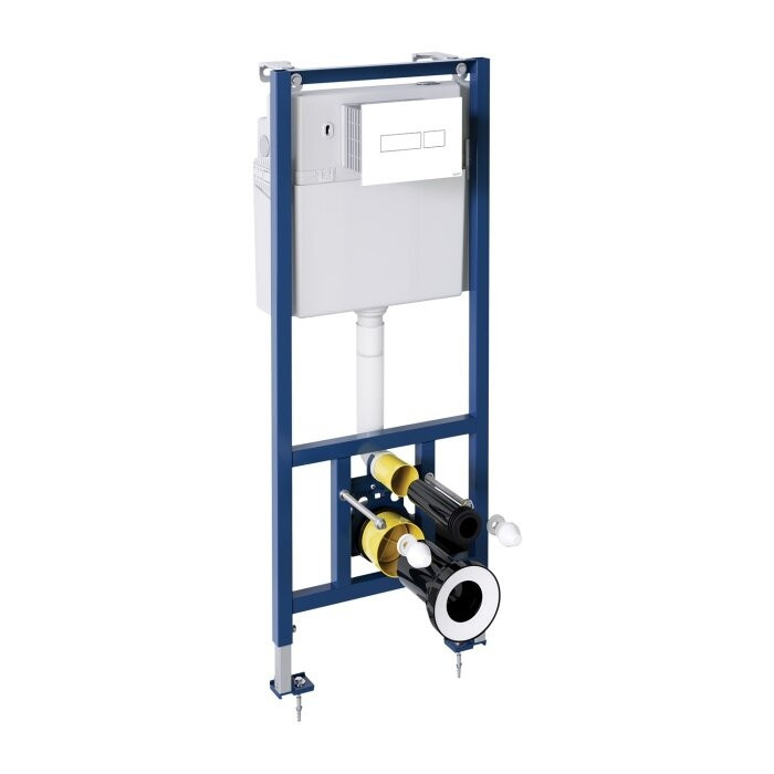 Potinkamais WC rāmis SANIT ar hromētu pogu, blīvi ar stiprinājumiem (4 in 1), 9050281S017