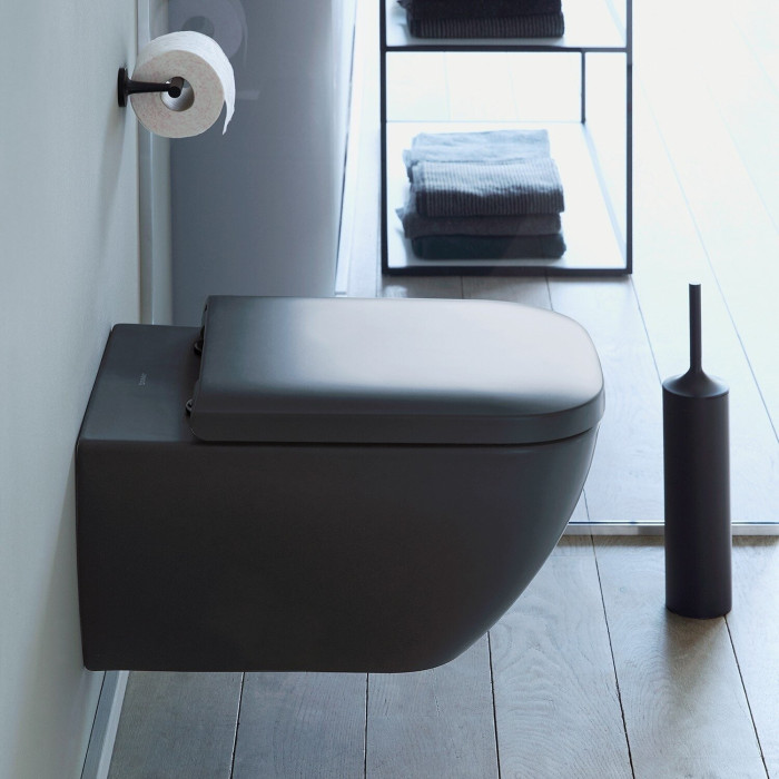 Hanging toilet DURAVIT Happy D.2 Rimless with Soft close lid, feather Anthracite