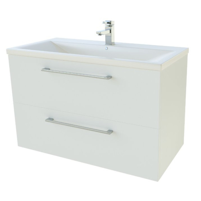 Apakšējā skapītis ar izlietni (2 atvilktnes) KAMĒ Scandic 81 cm, balta