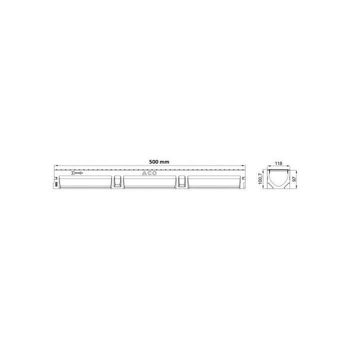 Gutter with galvanized steel grating ACO Euroline 500