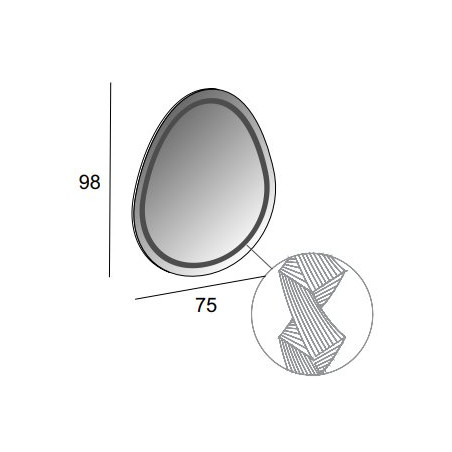 The mirror ornament is an LED shovel 98 x 75 cm.