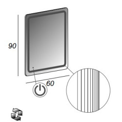 Spoguļa ornaments – LED kaste 90 x 74 cm