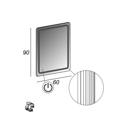 Spoguļa ornaments – LED kaste 90 x 74 cm