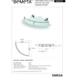 Угловая стеклянная полка с бортиками BEMETA Omega