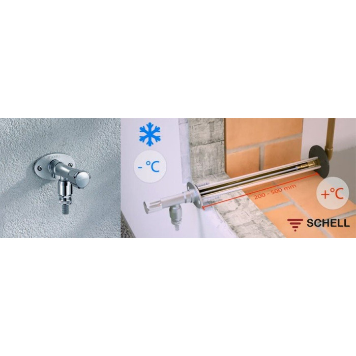Frost-free outdoor faucet SCHELL Polar II set for wall thicknesses of 200 / 500 mm
