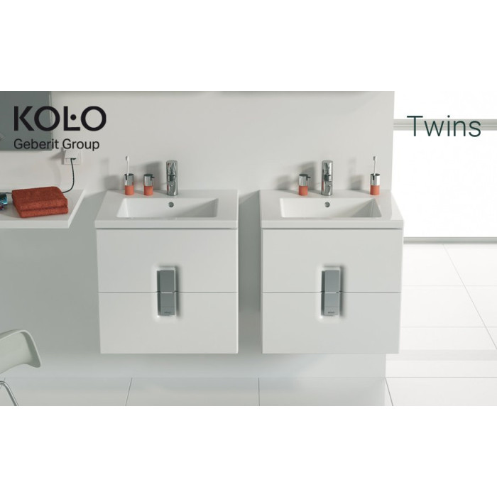 Нижний шкаф с раковиной (2 ящика) KOLO Twins 60 см, матовый черный