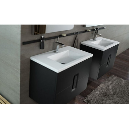 Lower cabinet with sink (2 drawers) KOLO Twins 80 cm, matte black