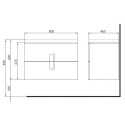 Apakšējā skapītis ar izlietni (2 atvilktnes) KOLO Twins 80 cm, matēta melna