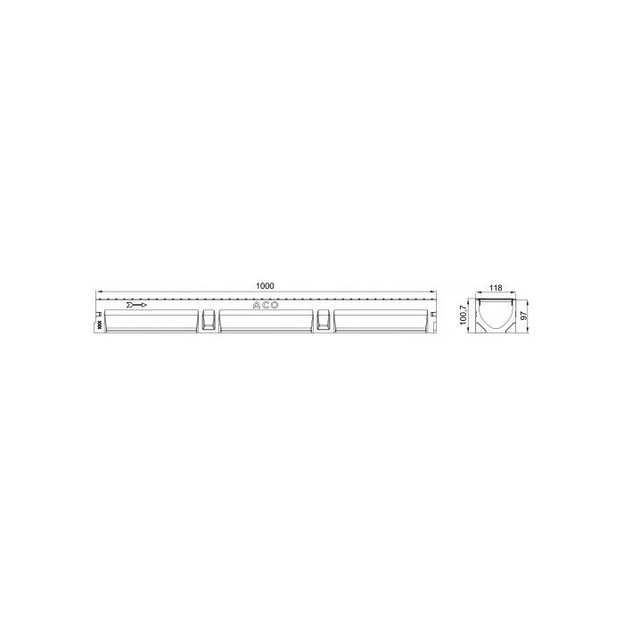 Drain with built-in PVC pipe DN100 with cast iron grates ACO Euroline 1000
