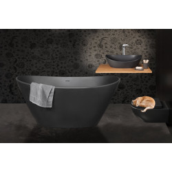 Stone composite bathtub PAA Amore Silk, Graphite, 850 x 1600 mm
