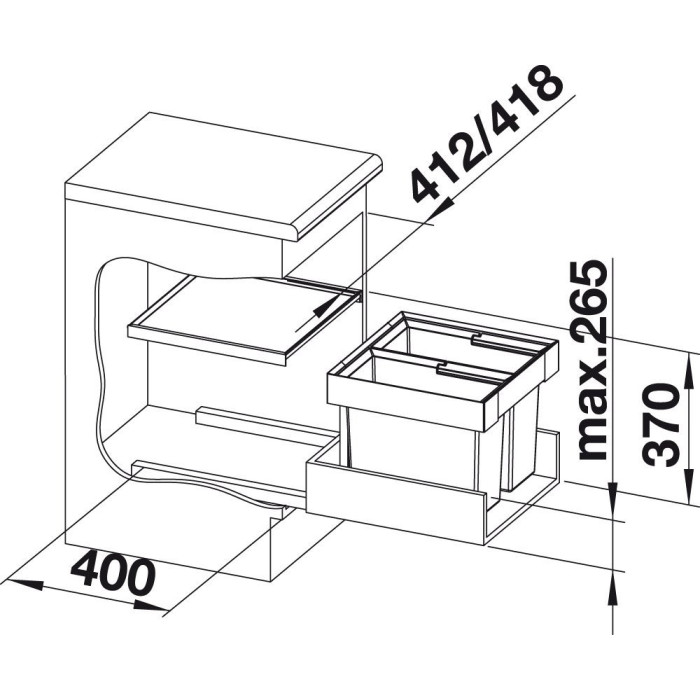 Система сортировки отходов для тумбы 45 см BLANCO FLEXON II 45/2, антрацит, 2 x 16 л