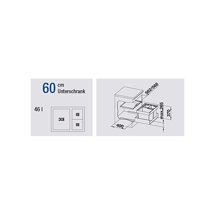 Waste sorting system for 60 cm cabinet BLANCO FLEXON II XL 60/3, anthracite