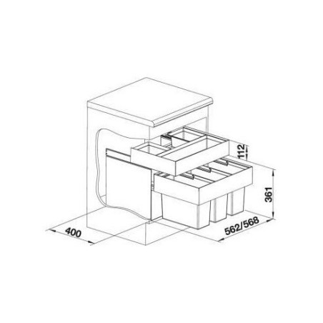 Waste sorting system for 60 cm cabinet BLANCO SELECT II 60/3 Orga