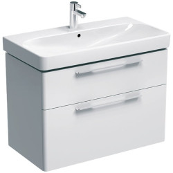Lower cabinet with sink (2 drawers) GEBERIT Smyle 90 cm, glossy white
