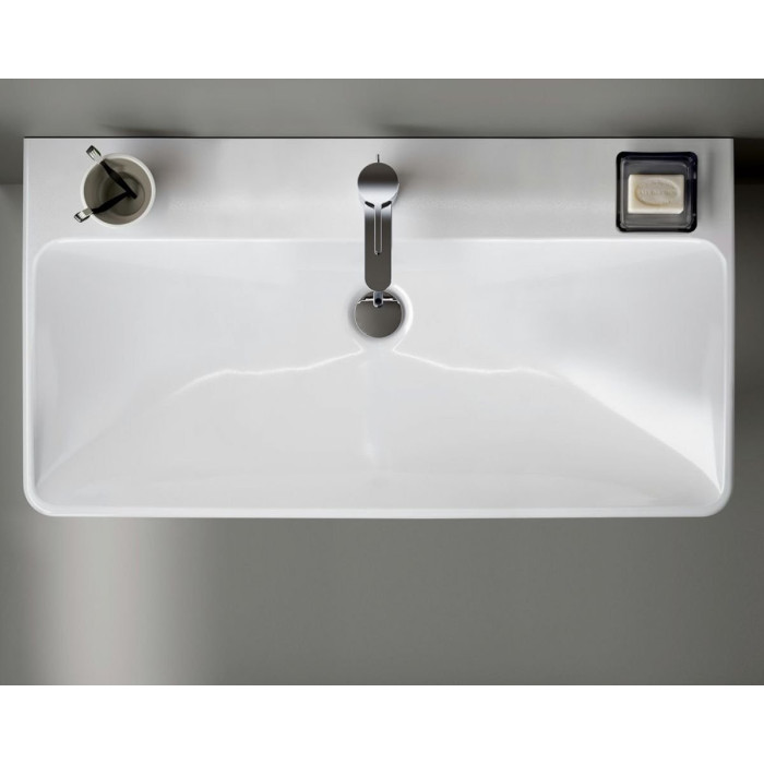 Lower cabinet with sink (2 drawers) GEBERIT Smyle 90 cm, glossy white