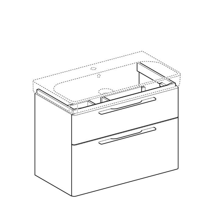 Lower cabinet with sink (2 drawers) GEBERIT Smyle 90 cm, glossy white