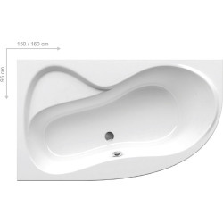 Acrylic asymmetrical bathtub RAVAK Rosa 95