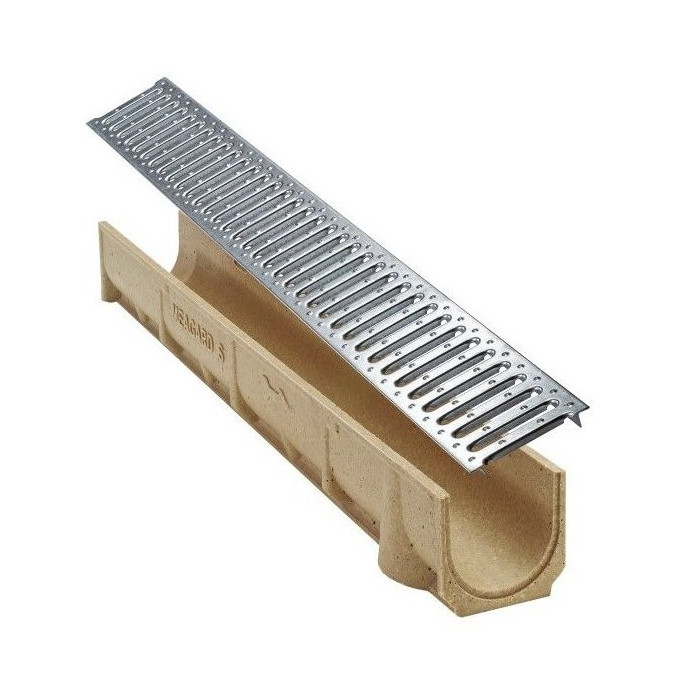 Gutter (recessed) with galvanized steel grates ACO Euroline 1000, 416922