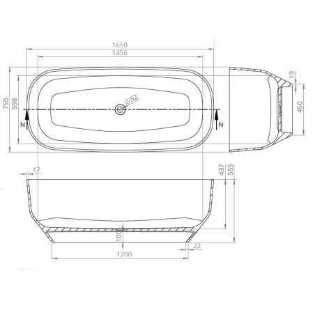 Building a wall-mounted stone mass bathtub VAYER Nova 2 1640 x 830