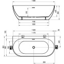 Akrila vanna RAVAK FREEDOM W 1660 x 800 mm, ar melnu sifonu
