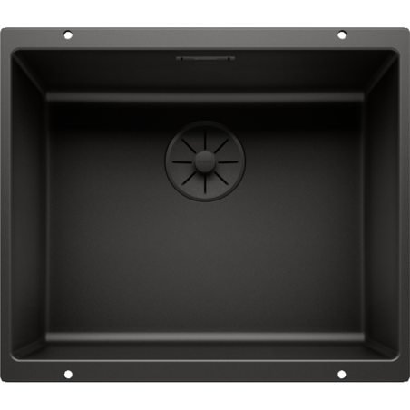 Under the countertop is installed the BLANCO SUBLINE 500-U Black Edition sink, black.