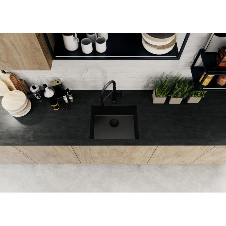 Под столешницей устанавливается мойка BLANCO SUBLINE 500-U Black Edition, черная