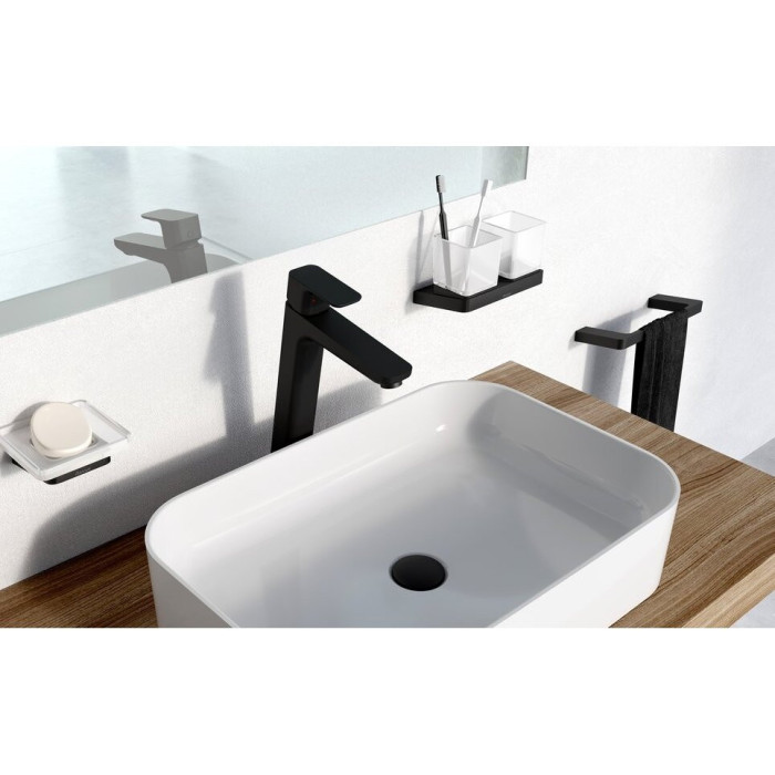 Izlietnes maisītājs augsts bez apakšējā vārsta RAVAK 10° 244 mm Free melns