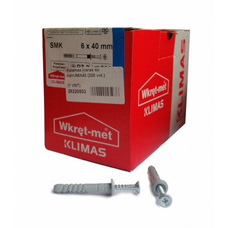 Kalamas neilona tapu ar skrūvi WKRET MET 6 x 40 mm (200 gab.)