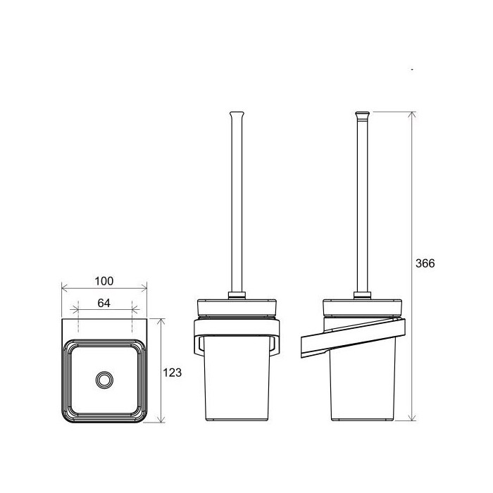 Holder with a container for toilet brush RAVAK 10° black