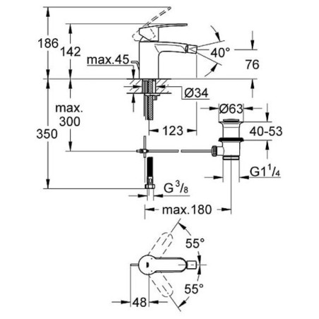 Смеситель для биде с донным клапаном GROHE Eurostyle Cosmopolitan, размер S, 33565002