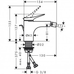 Bidē maisītājs HANSGROHE Vivenis, hroms, 75200000