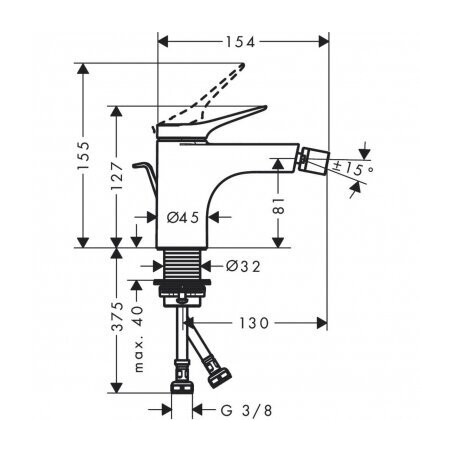 Bidē maisītājs HANSGROHE Vivenis, hroms, 75200000