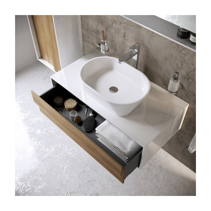 Izlietnes skapītis RAVAK Step SD 1000, balts/rietumu koks